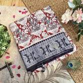 Vriksham Red Kalamkari Saree with Kanchi Border-VS4384